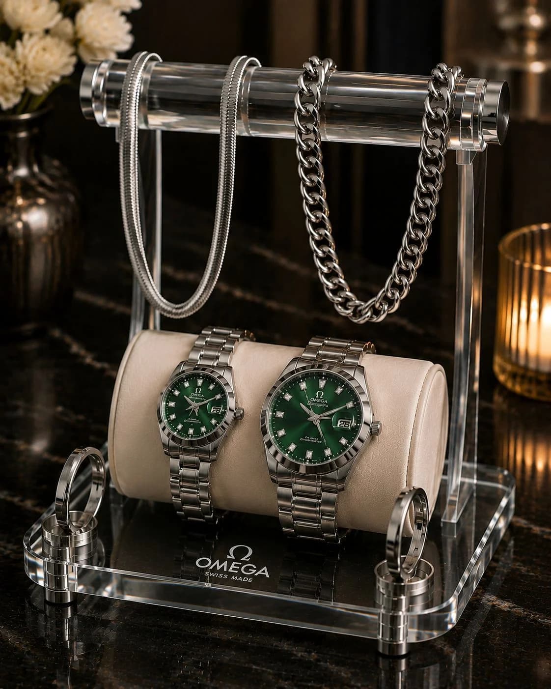 🌈ست مردانه و زنانه ساعت مارک امگا  ☑️Omega set